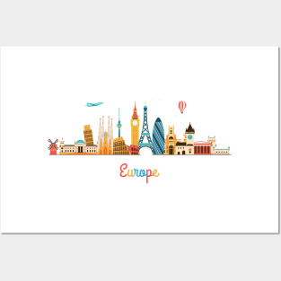 Europe skyline Posters and Art